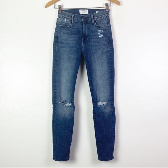 Frame Denim Denim - Frame Denim Jeans Le High Skinny Distressed Denim Jeans Sz 25 LHSk231